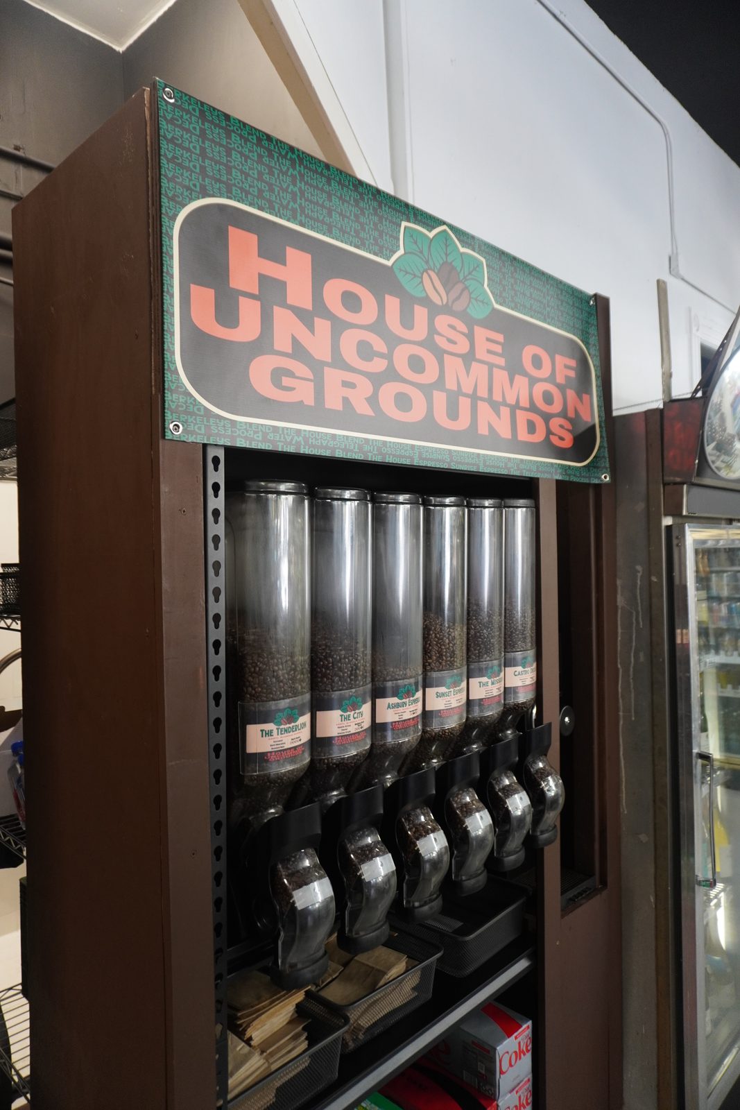 House of Uncommon Grounds bulk coffee dispensers in a store